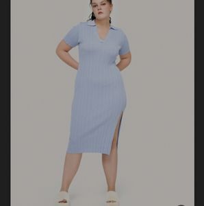 Blue Knitted Midi Dress